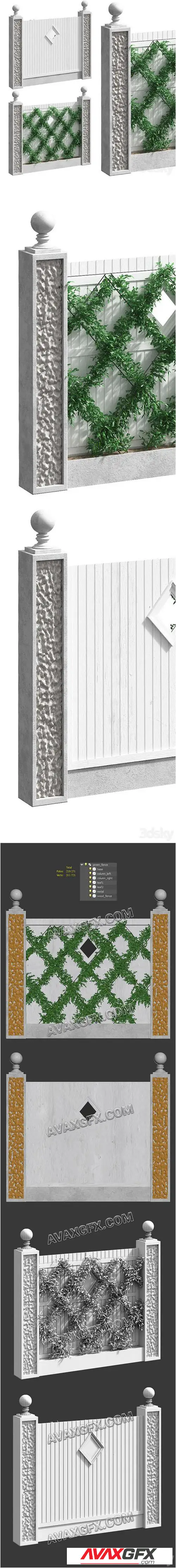 Fence with landscaping - 3D Model