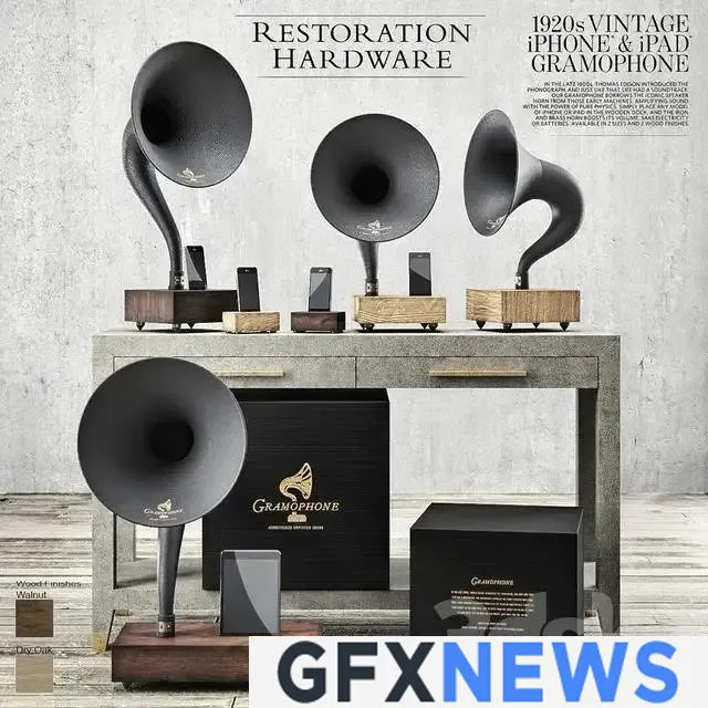 Restoration Vintage Hardware - Gramophone Set - 3D Model