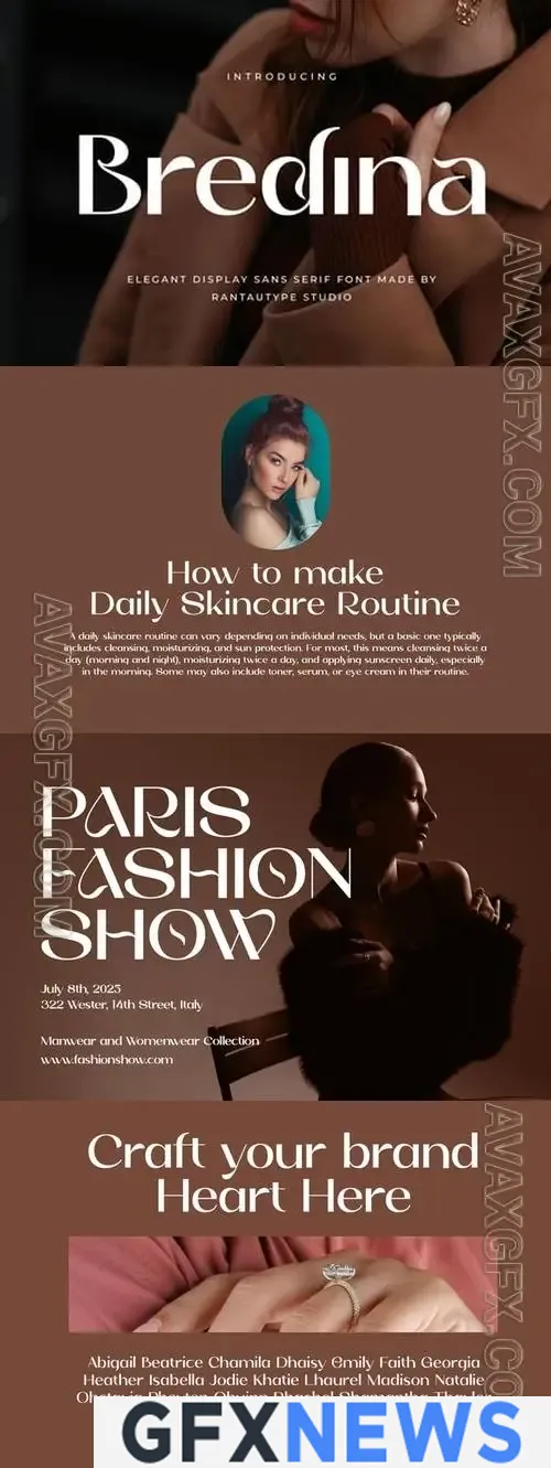 Bredina Elegant Display Sans Serif Font E4UARAA