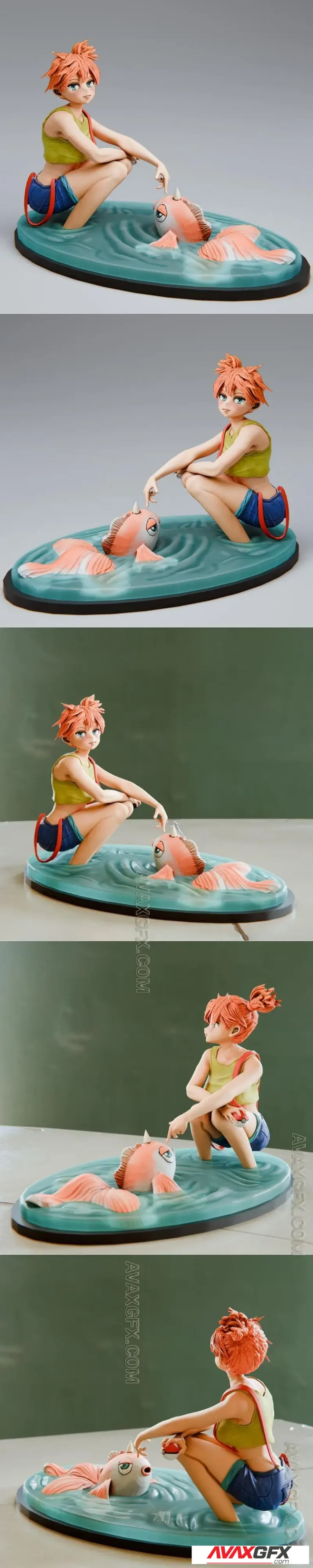 Misty and Goldeen - Pokemon - Ente del Bosque - STL 3D Model