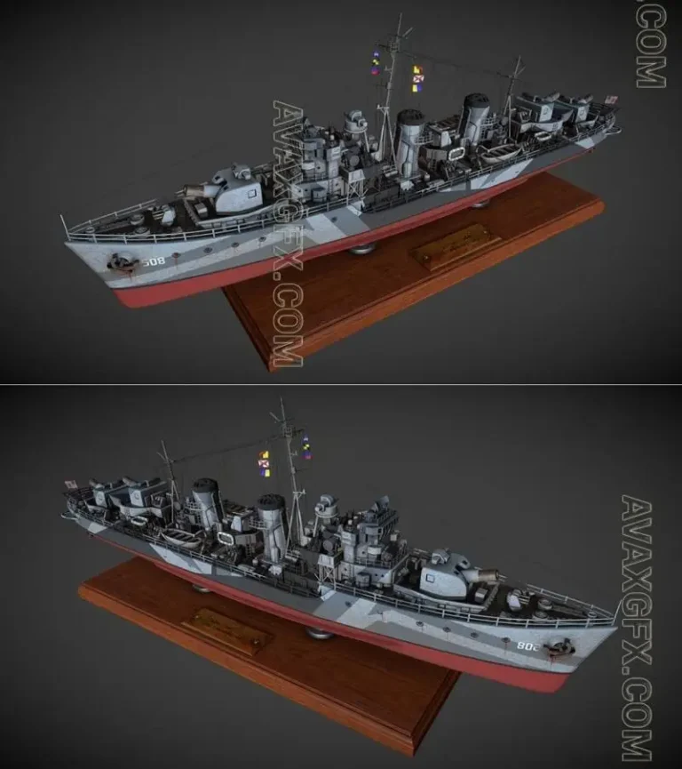 USS BUCKLEY 508 Class Destroyer TOY - STL 3D Model