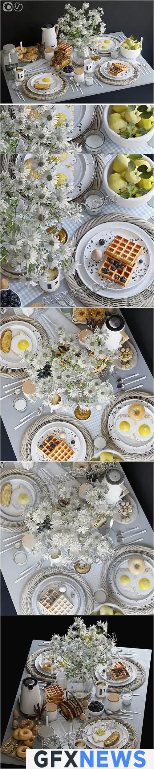Table setting 36. Breakfast - 3 - 3D Model