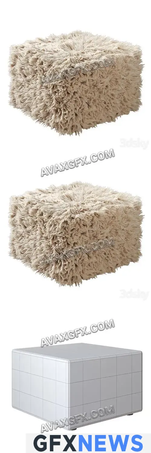 Wool pouf, Carito - 3D Model