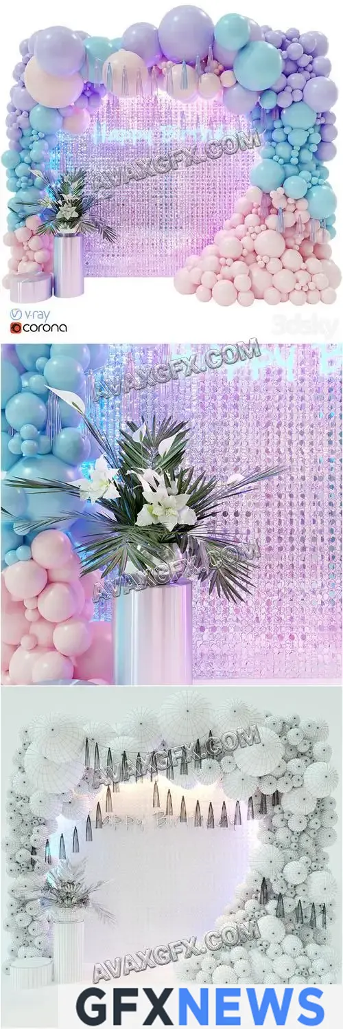 Collection indoor outdoor plant 120 plant tree grass vase dirty concrete - 3D Model