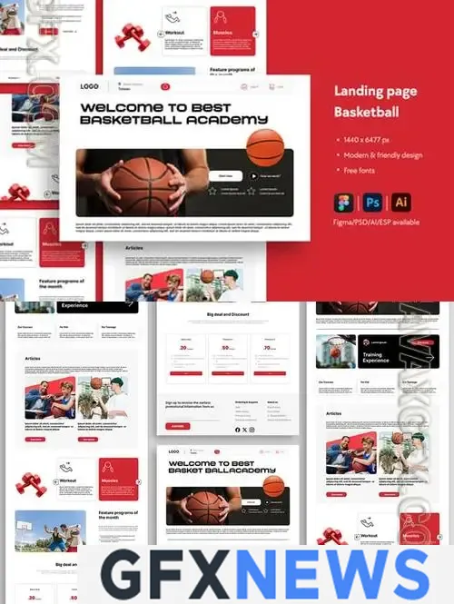 Basketball Academy Website Landing Page NKLK7YL