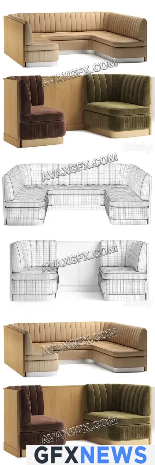 West Elm Dinning Set 4 - 3D Model