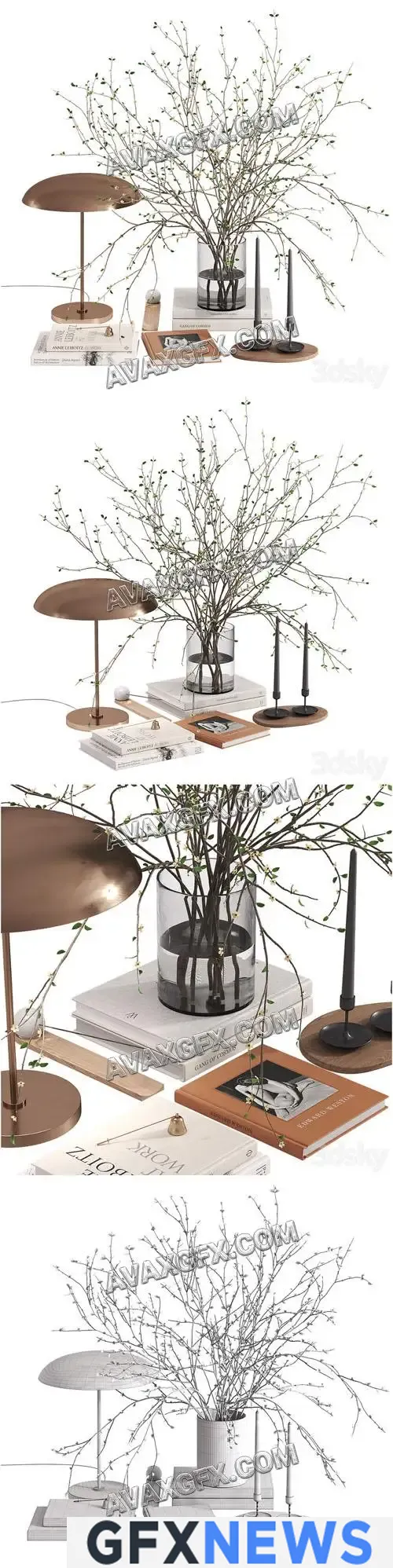 Decorative Set with Solstice Ore Table Lamp - 3D Model