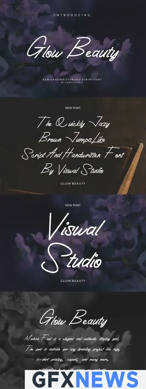 Download Glow Beauty - A Handwritten Logo Font DNL6UNC