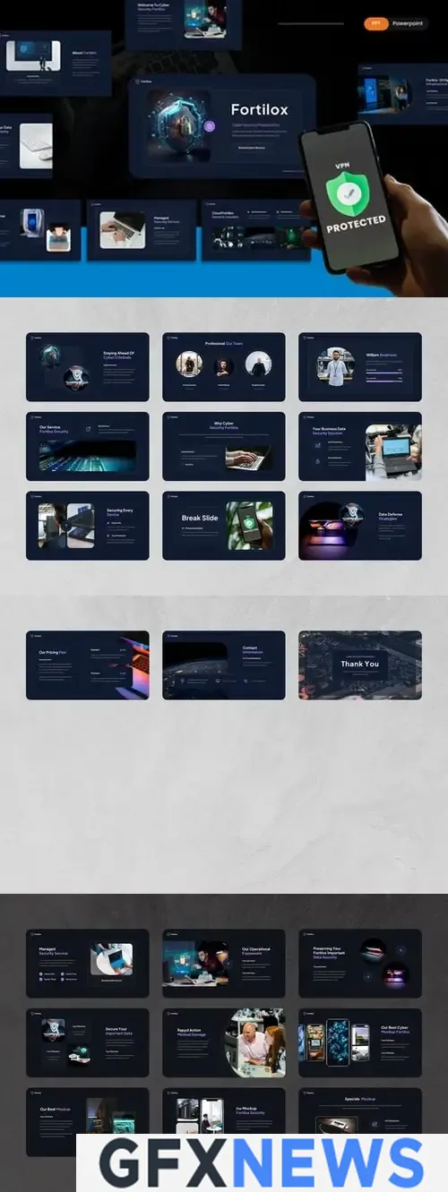 Download Fortilox - Cyber Security PowerPoint Template R4KYCTG
