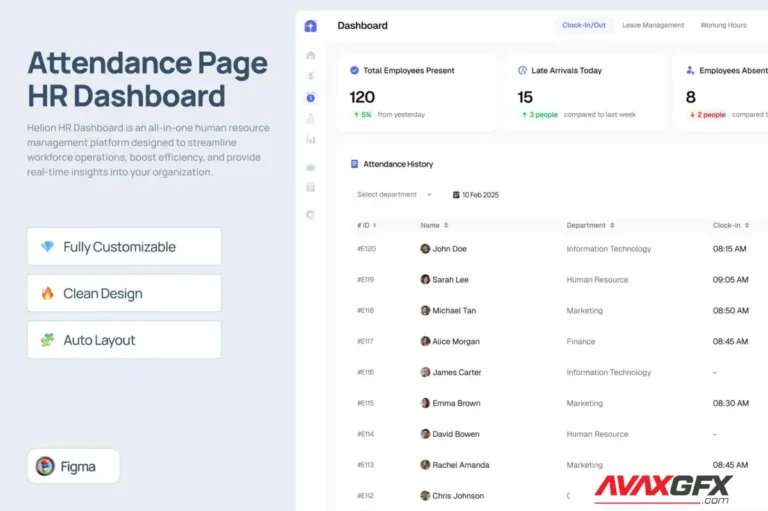 Attendance Page HR Dashboard – Helion