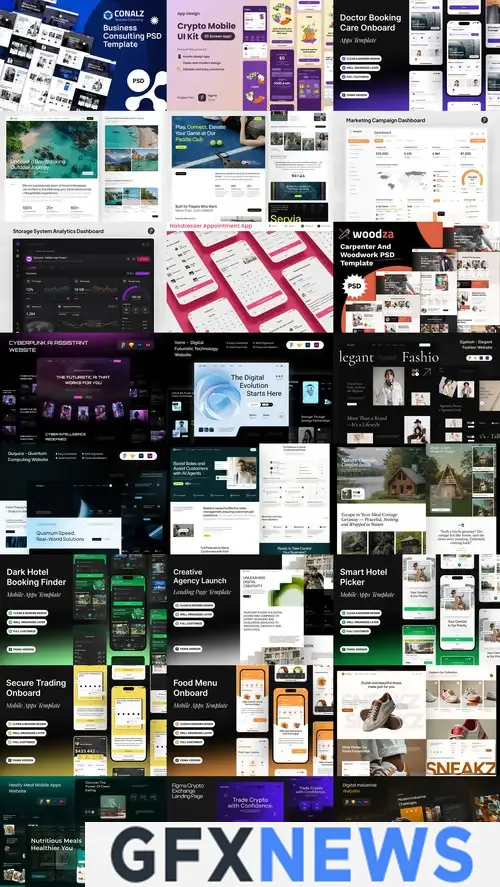 24 Website design bundle, landing pages, ui kits, figma web templates