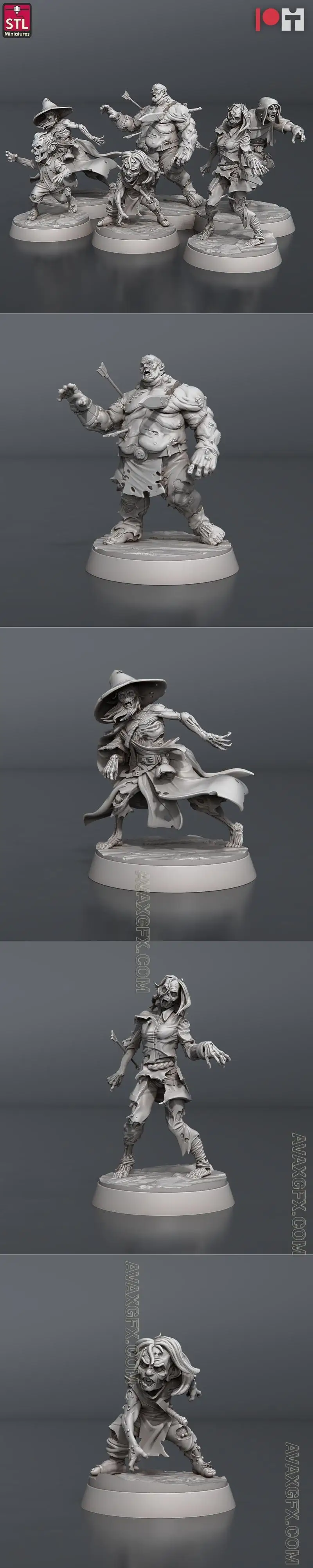 STL Miniatures - Zombie Set - STL 3D Model