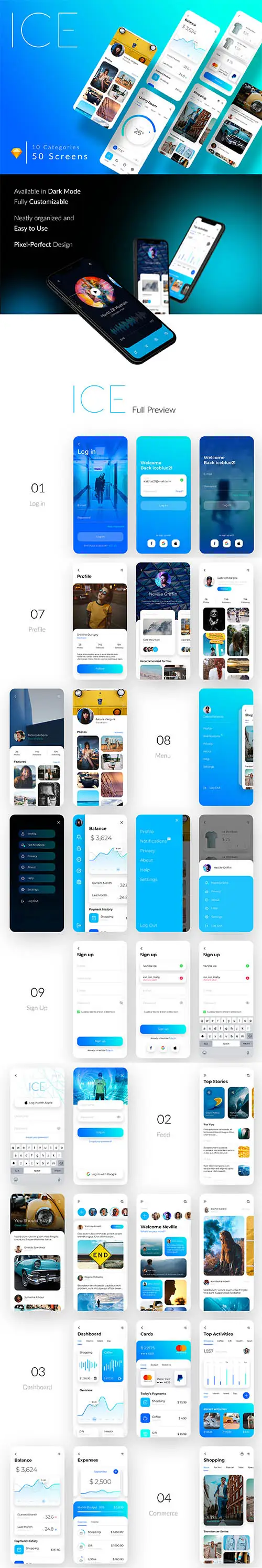 ICE Multipurpose iOS UI Kit - UI8