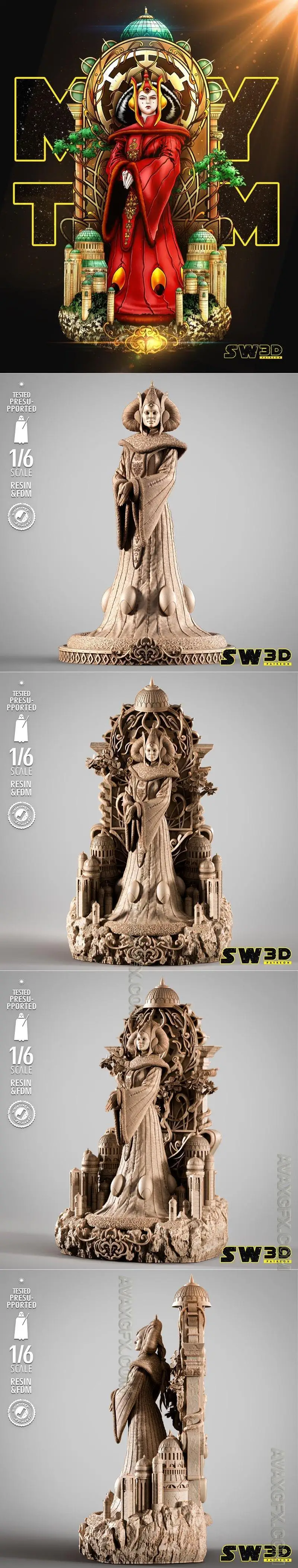 SW3D - Princess Padme Sculpture - STL 3D Model