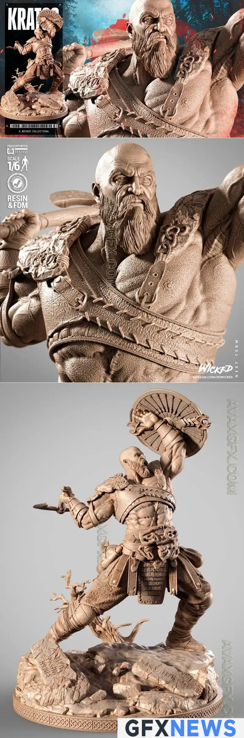 WICKED - Kratos Sculpture - STL 3D Model