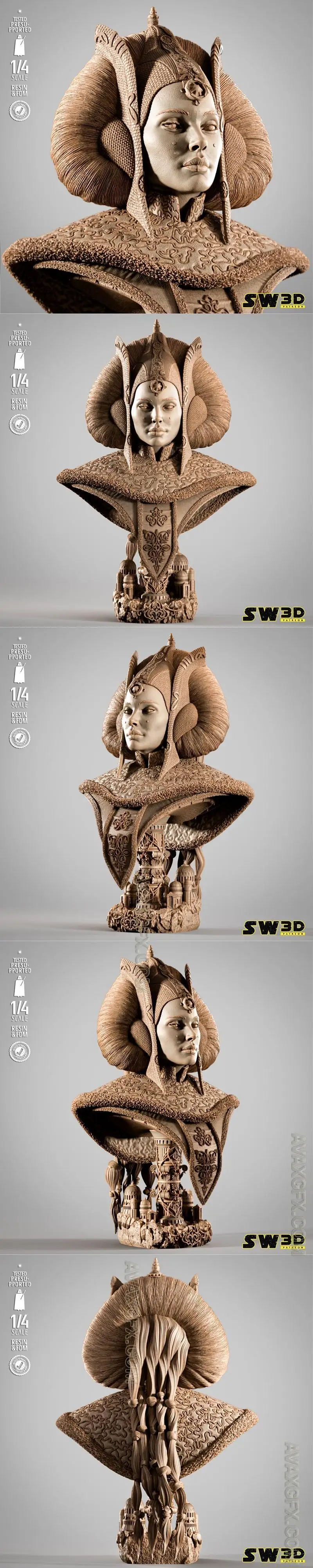 SW3D - Princess Padme Portrait Bust - STL 3D Model