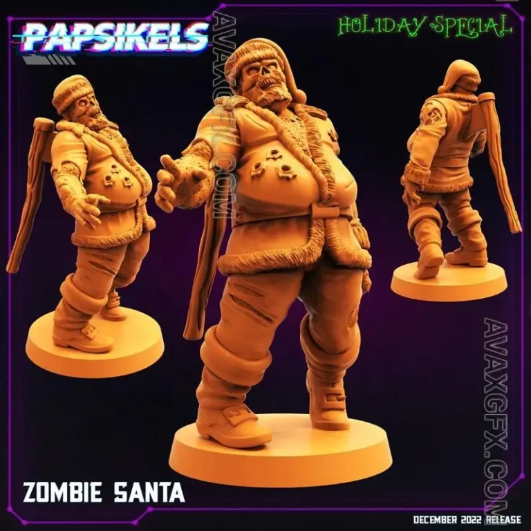 Papsikels Miniatures – Zombie Santa – STL 3D Model