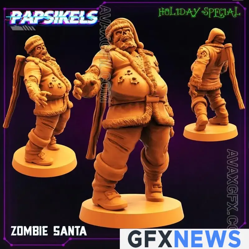 Papsikels Miniatures - Zombie Santa - STL 3D Model