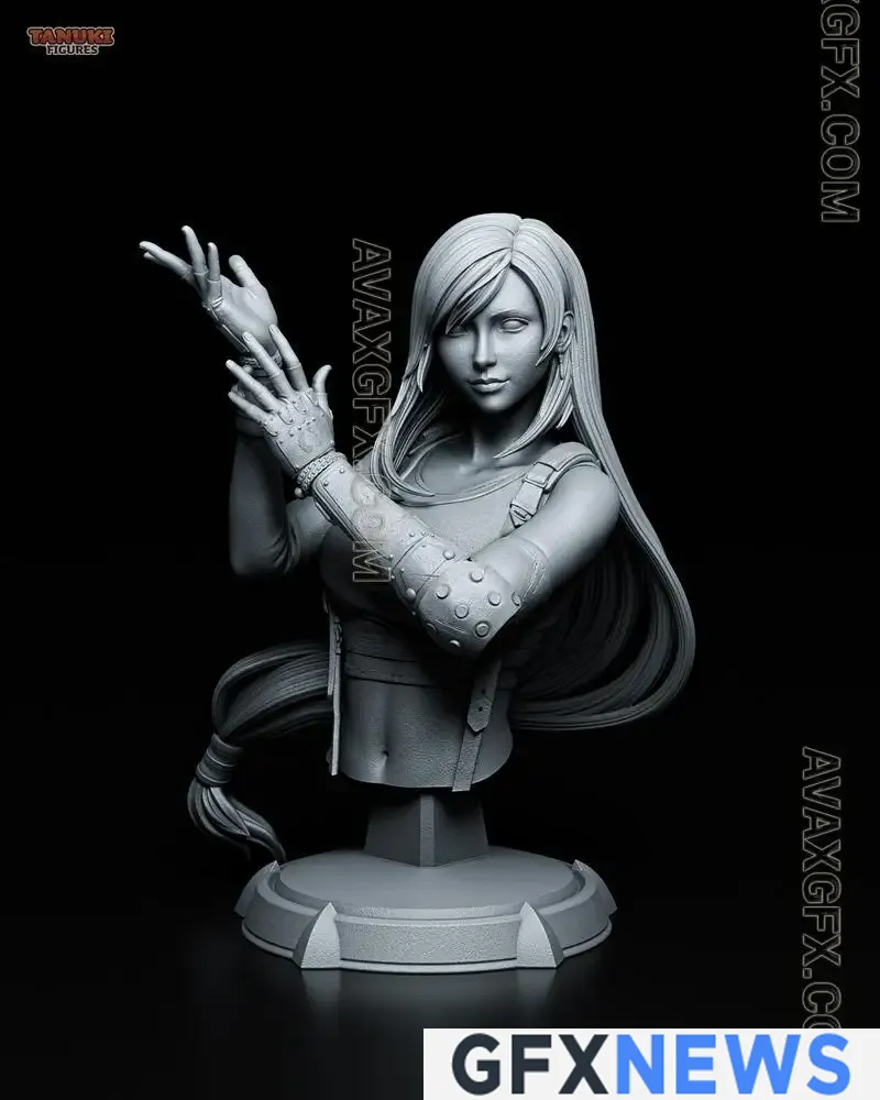 Tanuki Figures - Tifa - Final Fantasy VII Bust - STL 3D Model