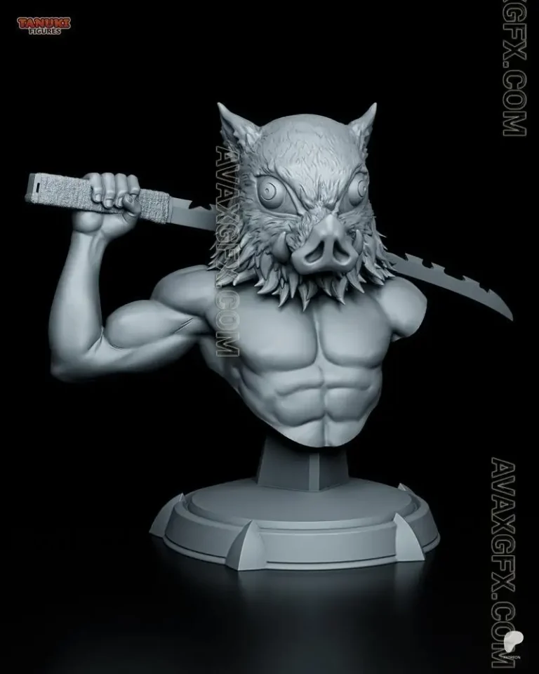 Tanuki Figures – Inosuke – Demon Slayer Bust – STL 3D Model