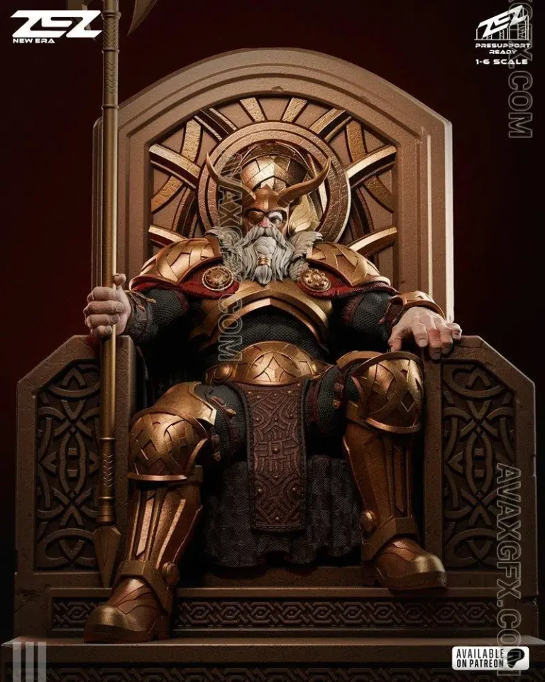 ZEZ Studio - Odin on Throne - STL 3D Model ZEZ Studio – Odin on Throne – STL 3D Model