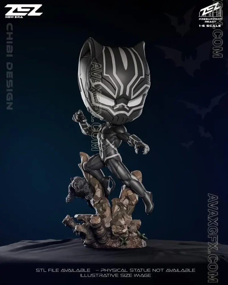 ZEZ Studio - Black Panther Chibi - STL 3D Model ZEZ Studio – Black Panther Chibi – STL 3D Model